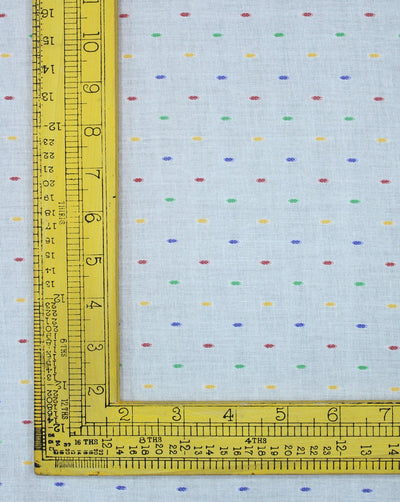 White Multicolor Dot Cotton Dobby Fabric