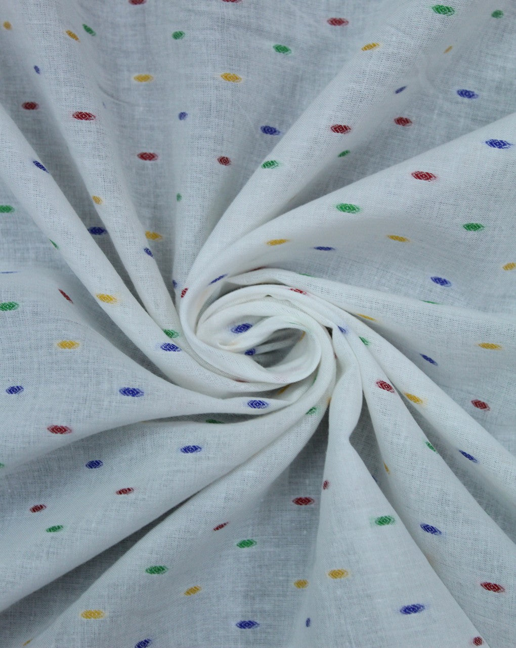 White Multicolor Dot Cotton Dobby Fabric