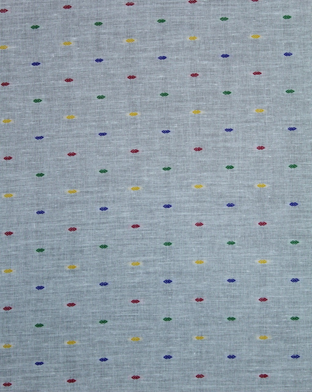 White Multicolor Dot Cotton Dobby Fabric