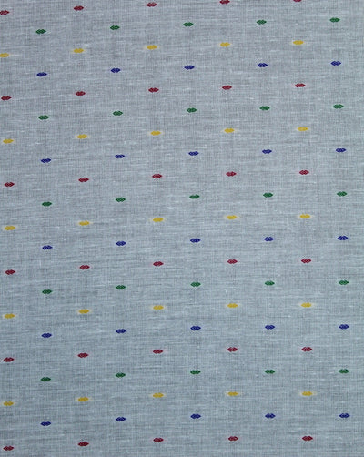 White Multicolor Dot Cotton Dobby Fabric