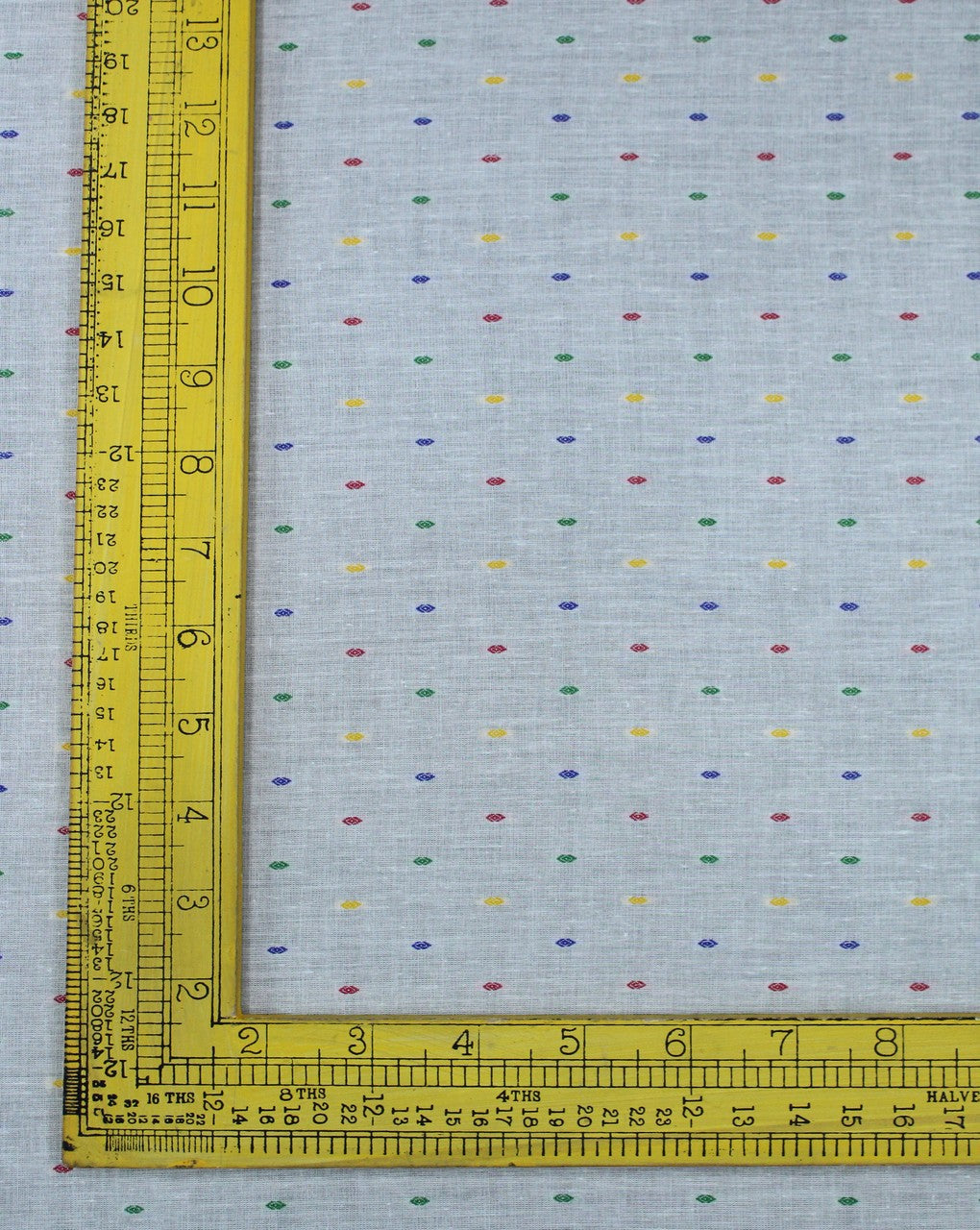 White Multicolor Dot Cotton Dobby Fabric