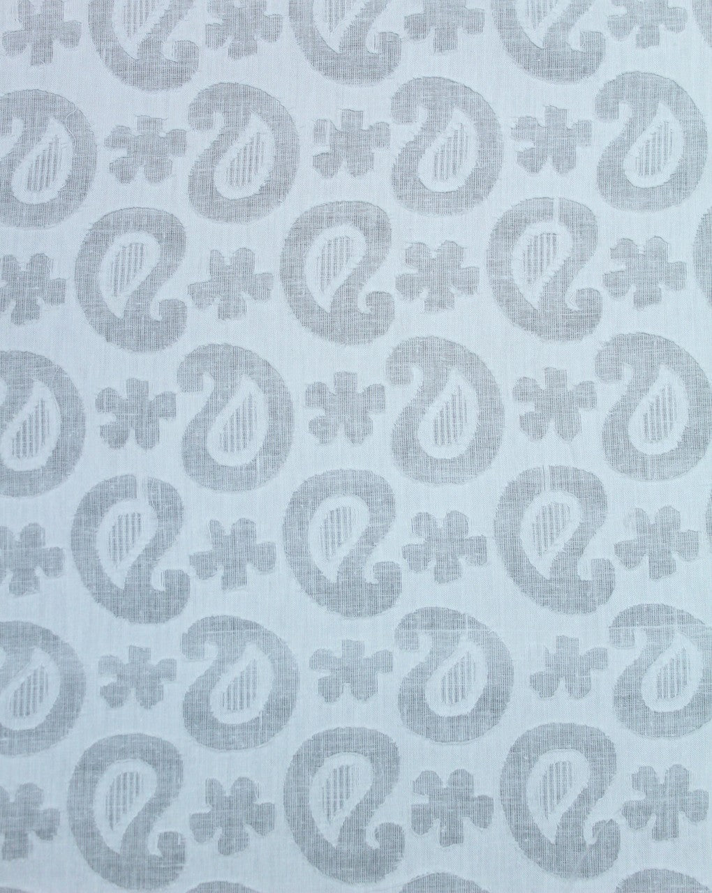 White Paisley Design Cotton Dobby Fabric