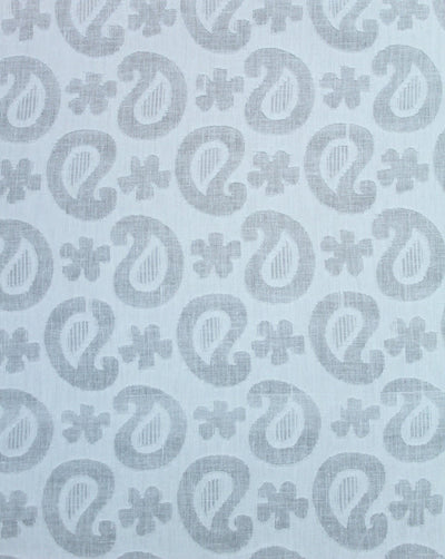 White Paisley Design Cotton Dobby Fabric