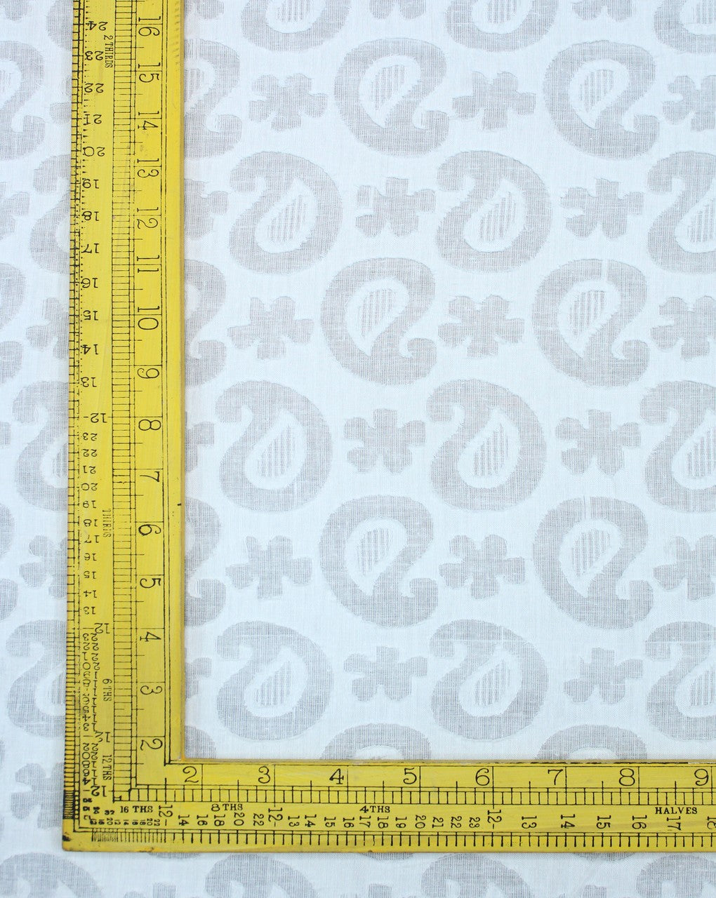 White Paisley Design Cotton Dobby Fabric