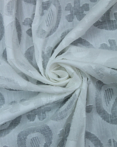 White Paisley Design Cotton Dobby Fabric