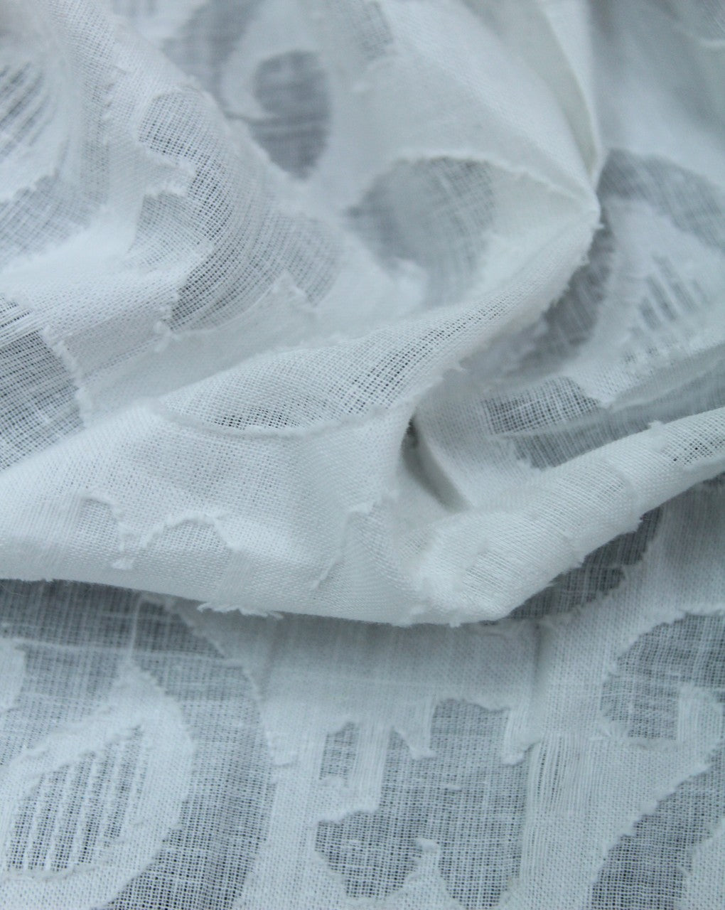 White Paisley Design Cotton Dobby Fabric