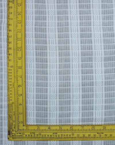 White Check Design Cotton Dobby Fabric