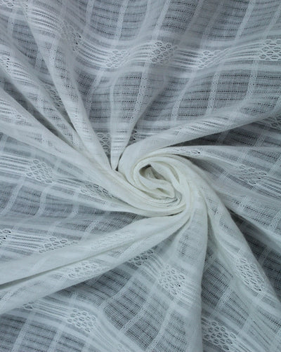 White Check Design Cotton Dobby Fabric