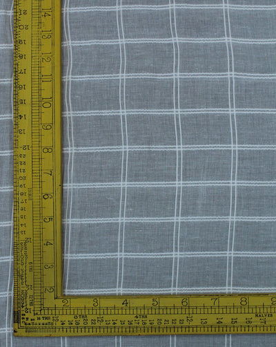 White Square Check Design Cotton Dobby Fabric
