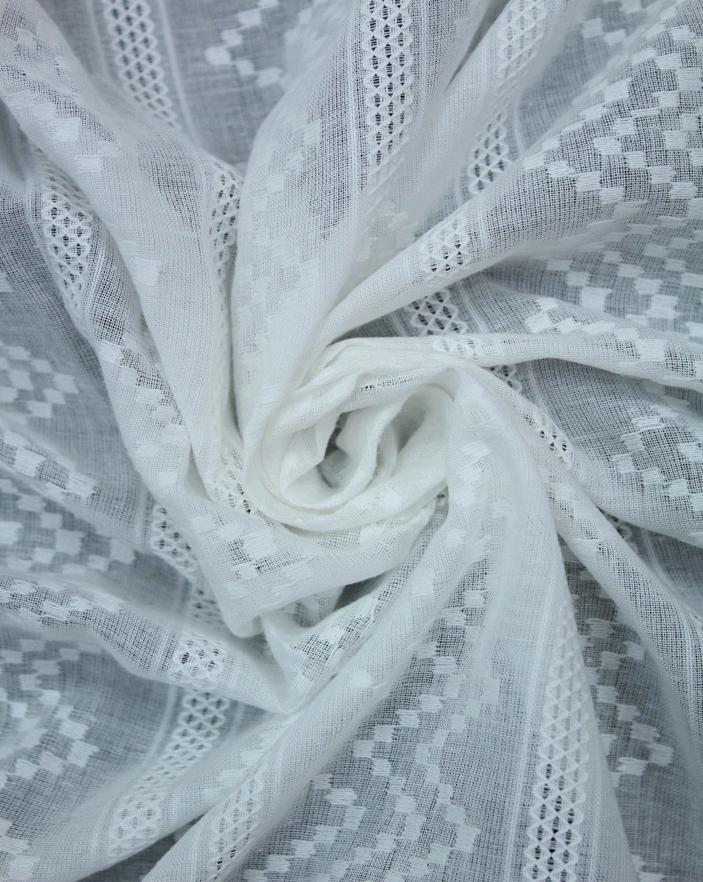 White Chevron Design Cotton Dobby Fabric