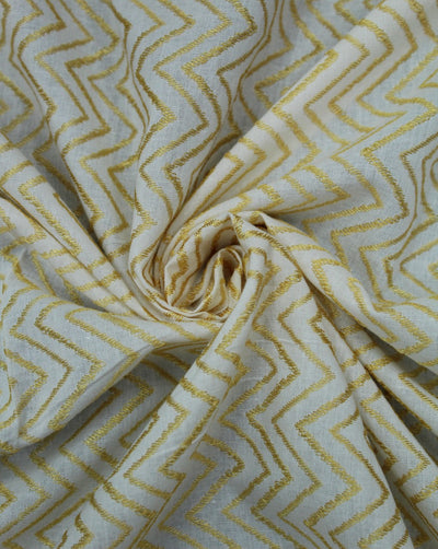 White Golden Dot Cotton Dobby Fabric