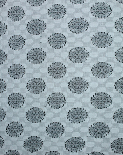 White Black Flower Design Cotton Dobby Fabric