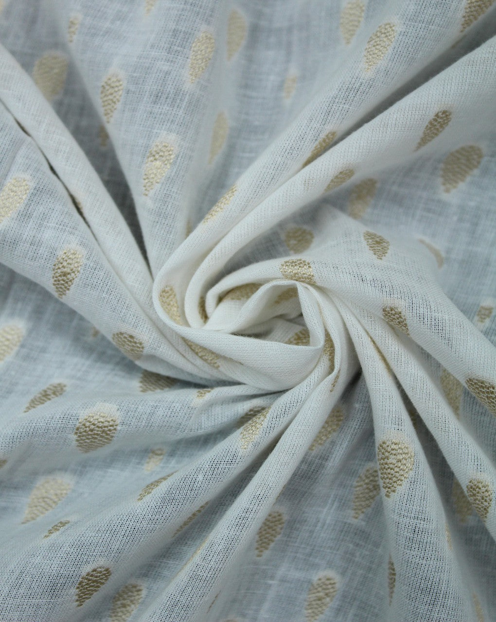 White Golden Drop Design Cotton Dobby Fabric