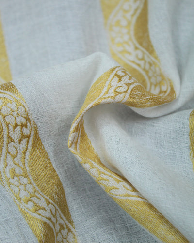 White Golden Design Cotton Dobby Fabric