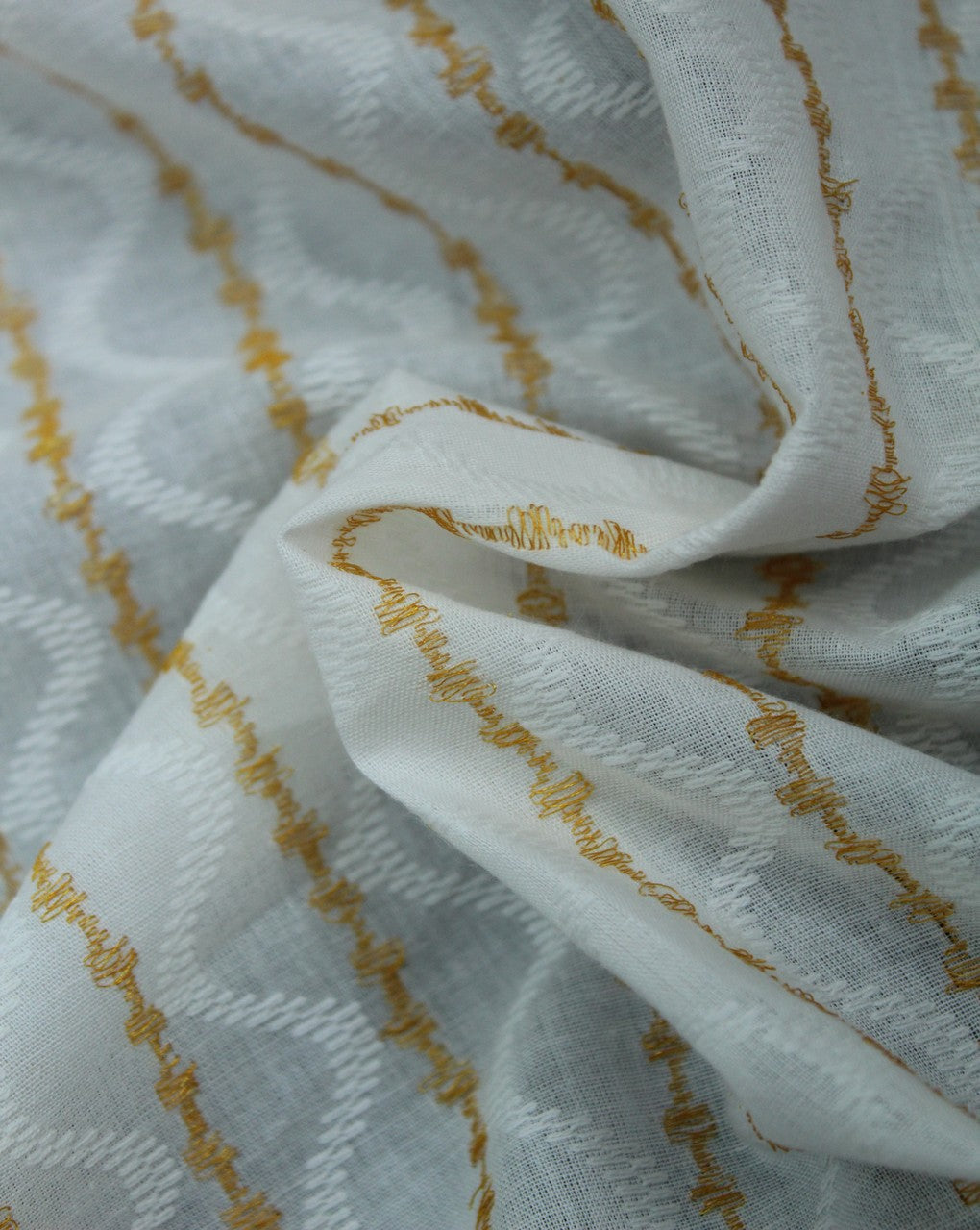 White Golden Design Cotton Dobby Fabric