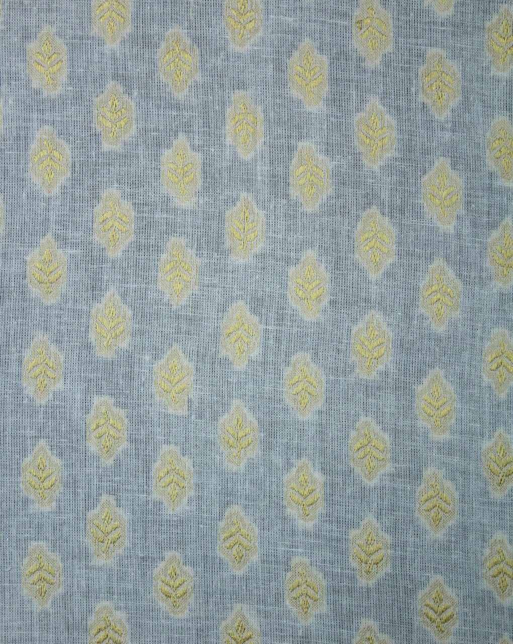 White Golden Booti Design Cotton Dobby Fabric