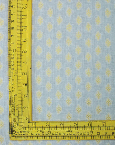 White Golden Booti Design Cotton Dobby Fabric