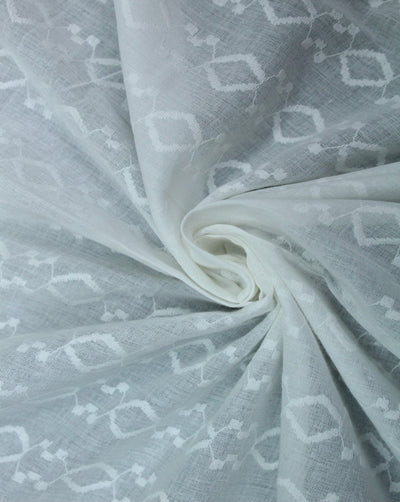 White Chevron Design Cotton Dobby Fabric