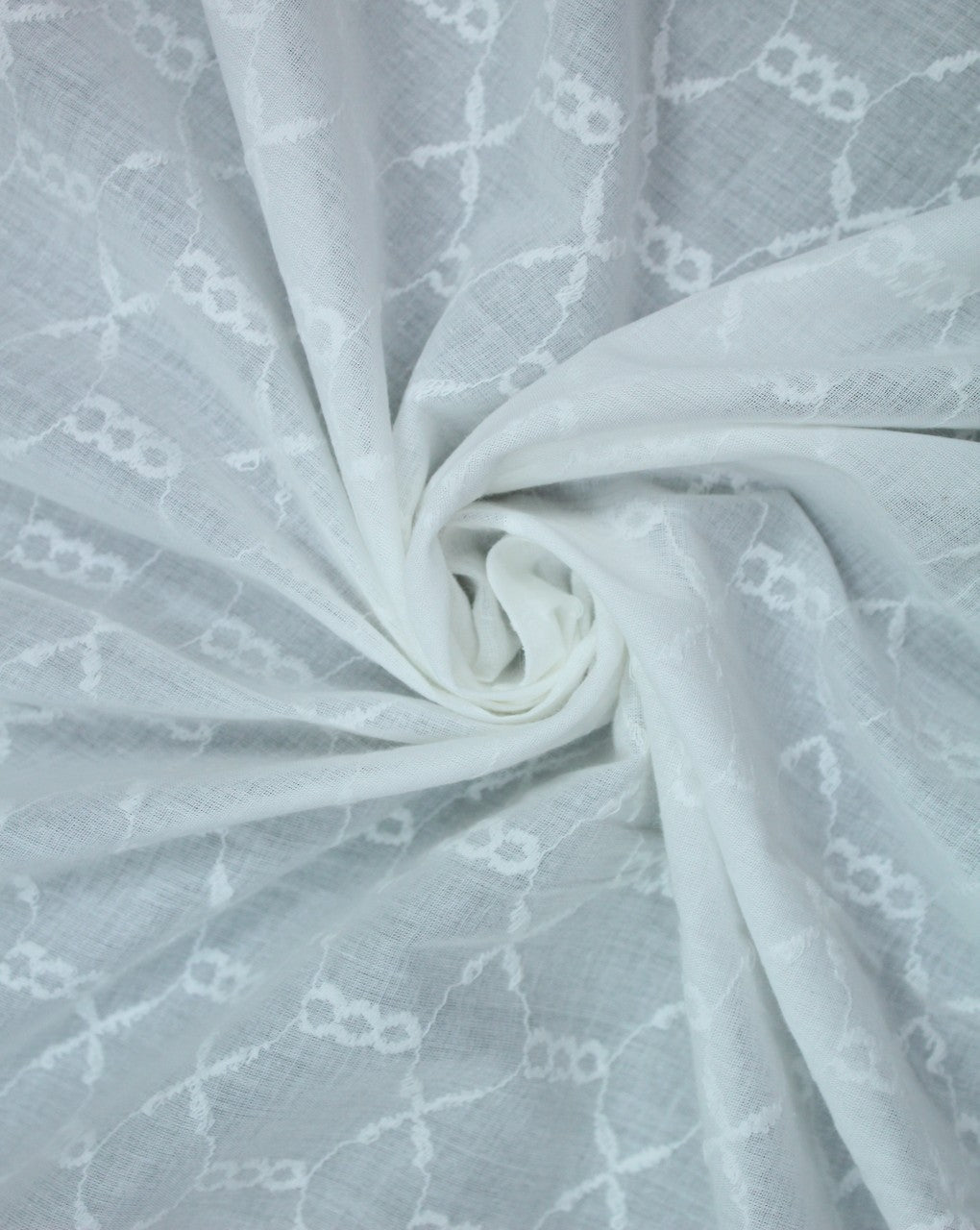 White Abstract Design Cotton Dobby Fabric