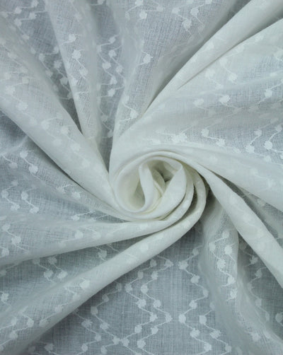 White Chevron Design Cotton Dobby Fabric
