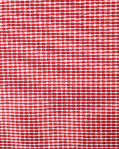 White And Red Checks Cotton Cambric Fabric