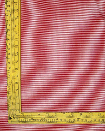 White And Red Checks Cotton Cambric Fabric