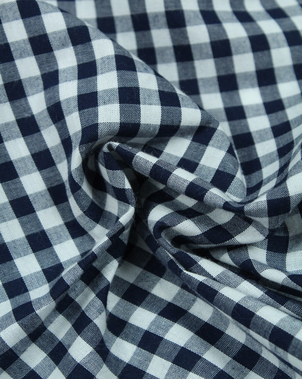White And Blue Mini Checks Cotton Cambric Fabric