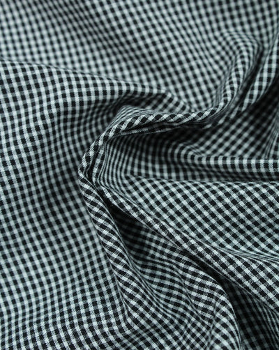 White And Black Mini Checks Cotton Cambric Fabric