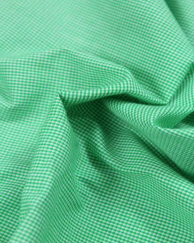 White And Green Graph Checks Cotton Cambric Fabric