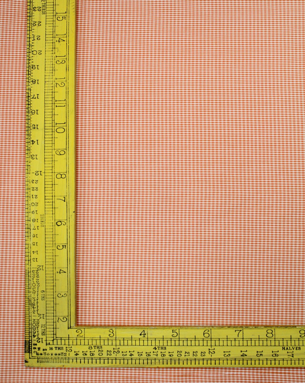 White And Orange Checks Cotton Cambric Fabric