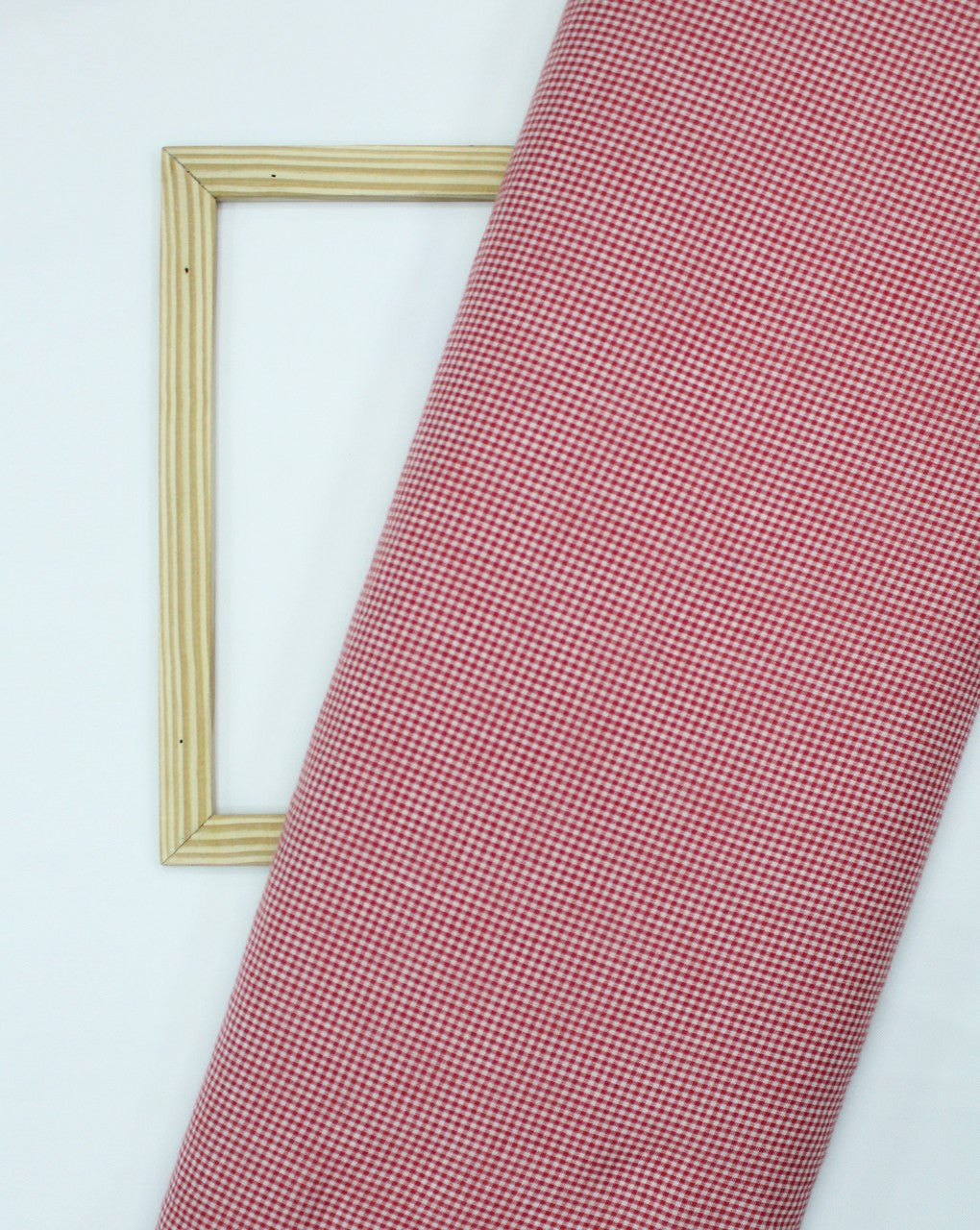 White And Red Mini Checks Cotton Cambric Fabric