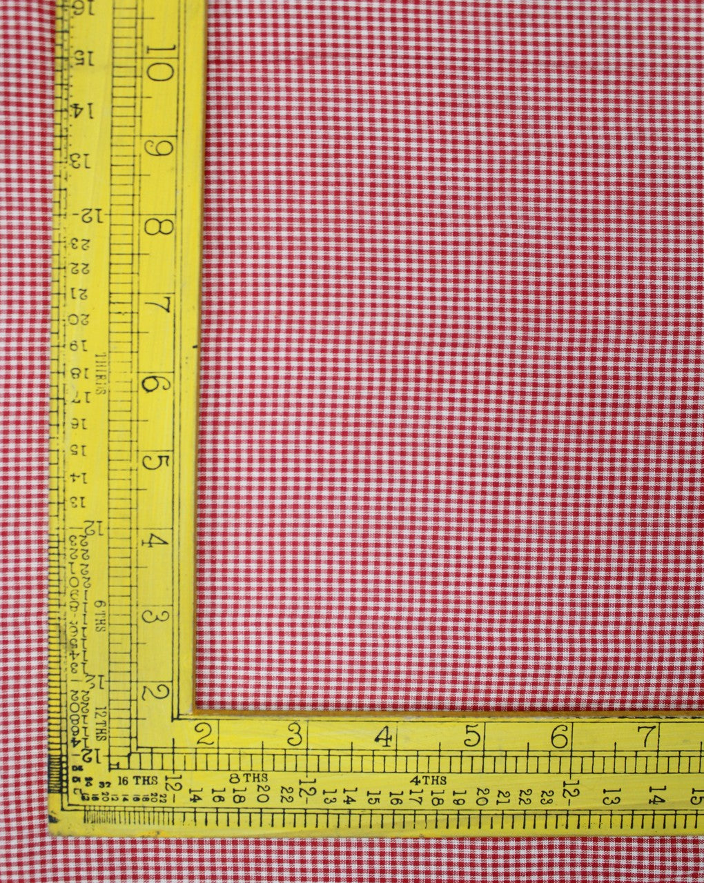 White And Red Mini Checks Cotton Cambric Fabric