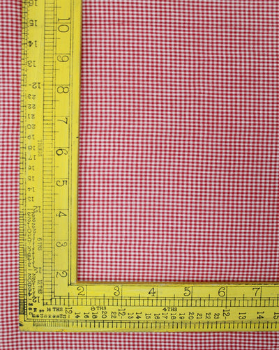 White And Red Mini Checks Cotton Cambric Fabric