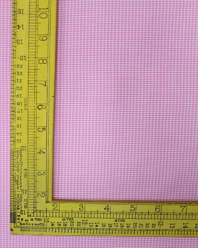 White And Pink Graph Checks Cotton Cambric Fabric