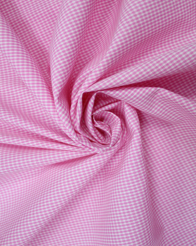 White And Pink Graph Checks Cotton Cambric Fabric