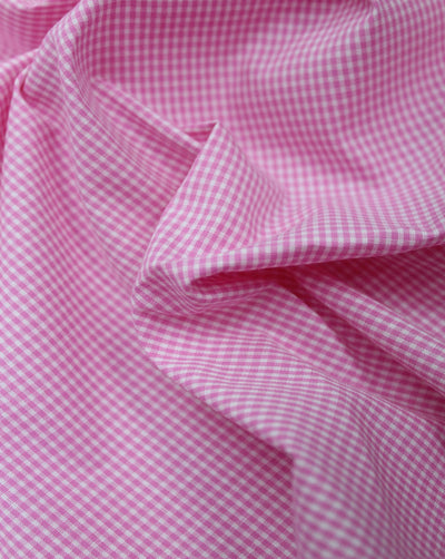 White And Pink Graph Checks Cotton Cambric Fabric
