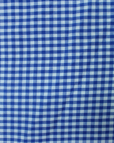 White And Blue Glen Checks Cotton Cambric Fabric