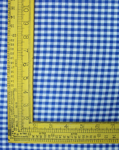White And Blue Glen Checks Cotton Cambric Fabric