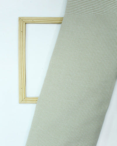 White And Grey Checks Cotton Cambric Fabric