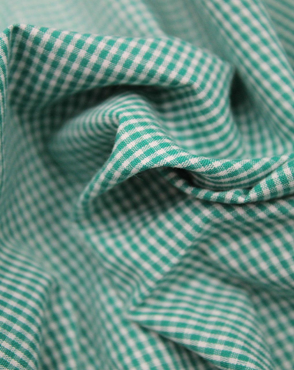 White And Green Checks Cotton Cambric Fabric