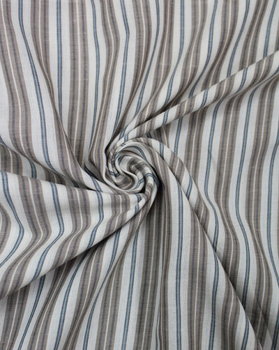 Cream And Multicolor Stripe Design Cotton Yarn Dyed Fabric