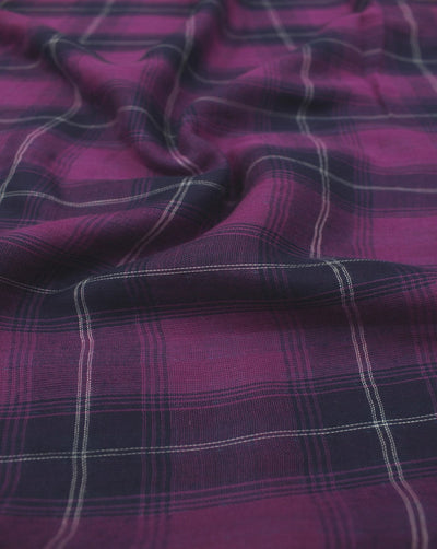 Pink And Black Checks Yarn Dyed Cotton Fabric