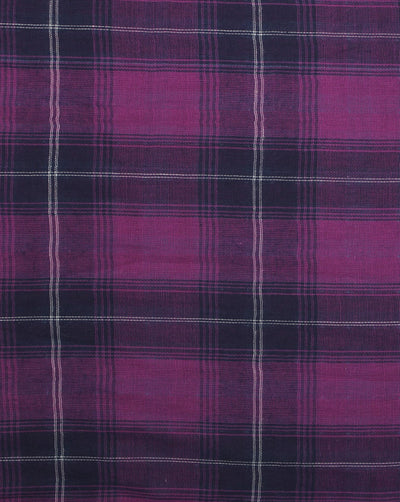 Pink And Black Checks Yarn Dyed Cotton Fabric