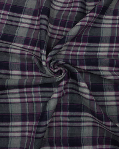 Gray And Black Checks Yarn Dyed Cotton Fabric