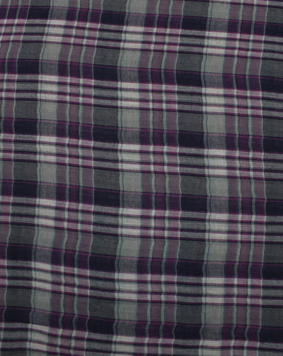 Gray And Black Checks Yarn Dyed Cotton Fabric