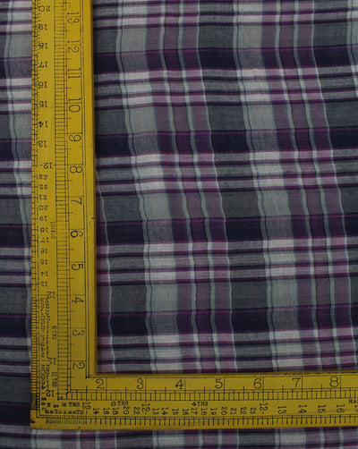Gray And Black Checks Yarn Dyed Cotton Fabric