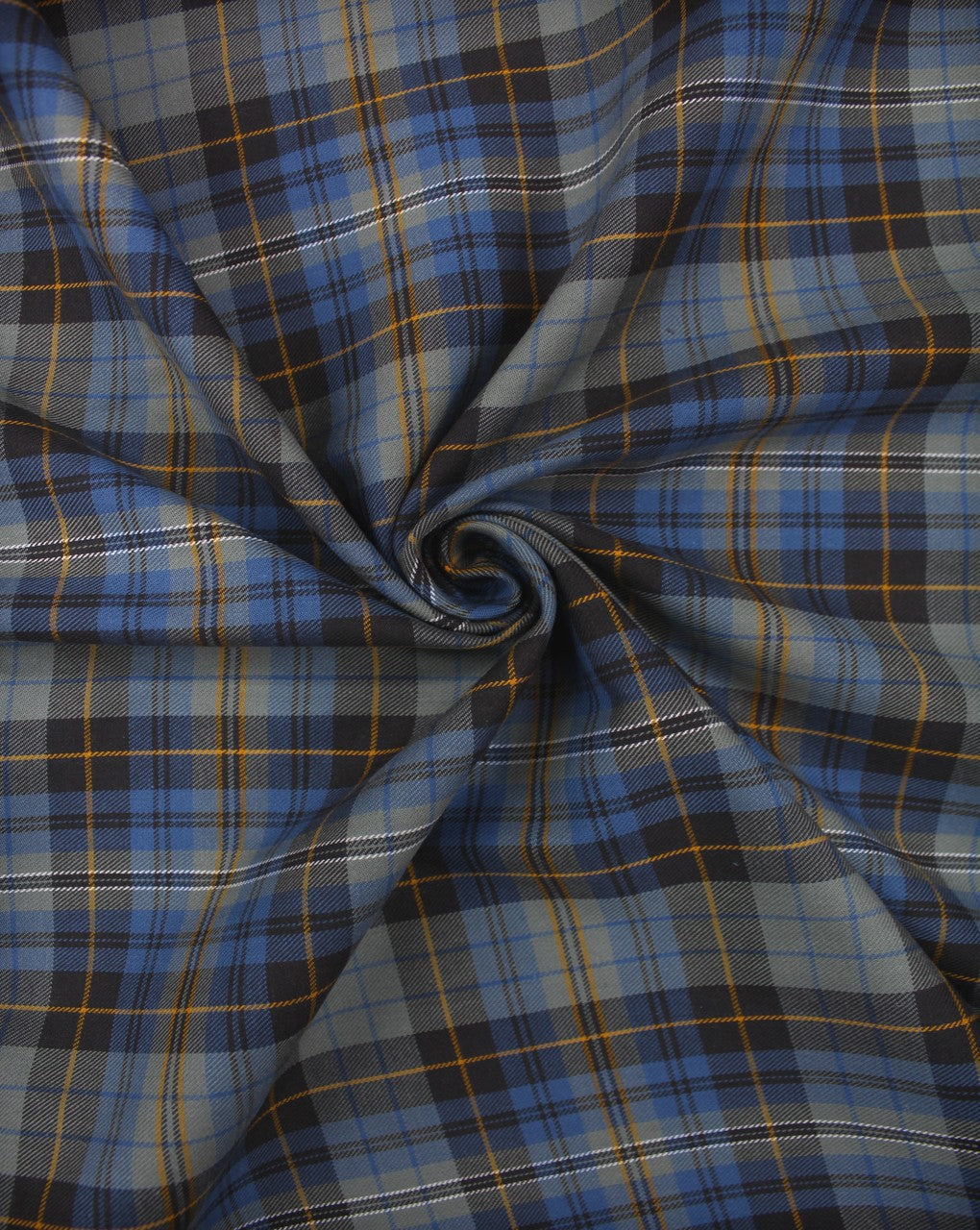 Yellow And Blue Checks Yarn Dyed Cotton Fabric