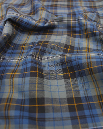 Yellow And Blue Checks Yarn Dyed Cotton Fabric