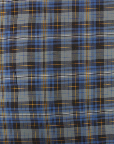 Yellow And Blue Checks Yarn Dyed Cotton Fabric