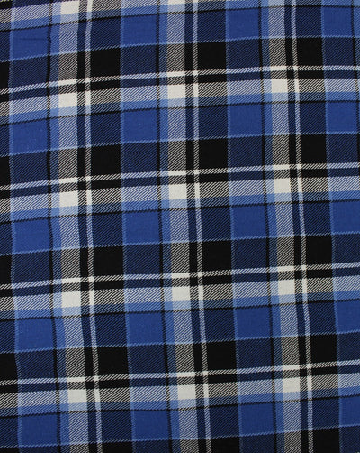 Blue And Black Square Checks Yarn Dyed Cotton Fabric